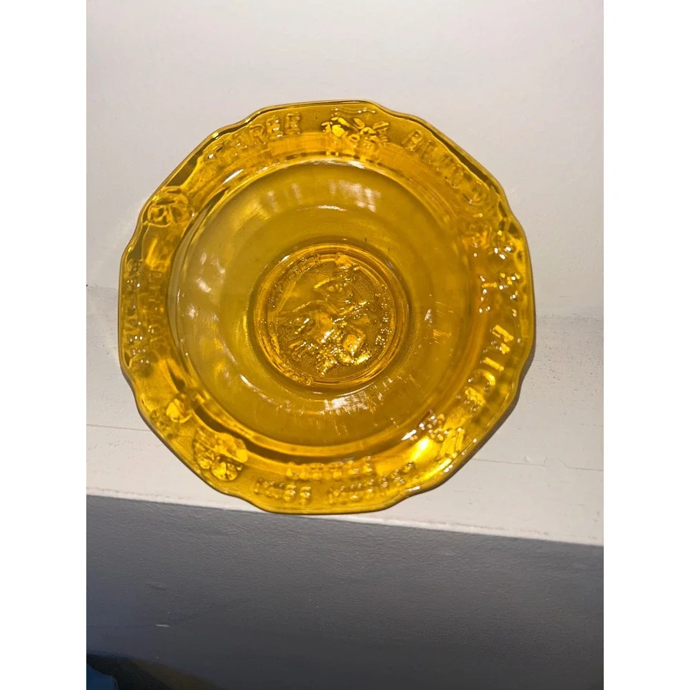 Vintage Amber Glass Mother Goose Nursery Rhyme Child Bowl
